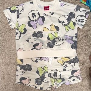 Disney Kids Set- Cream with Multicolor Mickey and Minnie Print